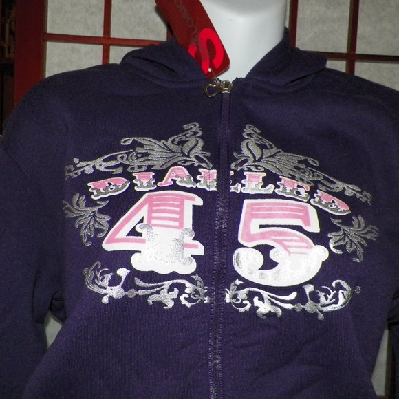 NWT Jrs 2PC Purple Jog Set Flare Pants Zip Up Hoodie Swalosky - Picture 2 of 10